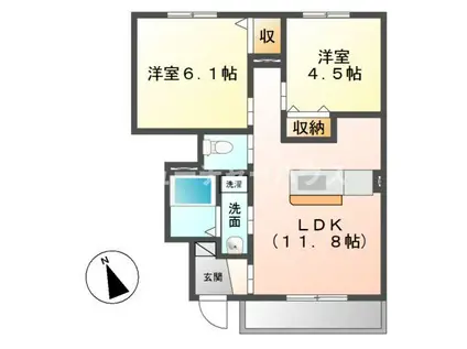 PRINTEMPS(2LDK/1階)の間取り写真