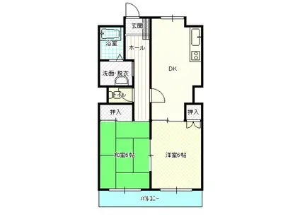 メゾンカワラ(2DK/1階)の間取り写真