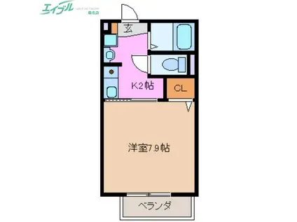 アルモア長島(1K/1階)の間取り写真