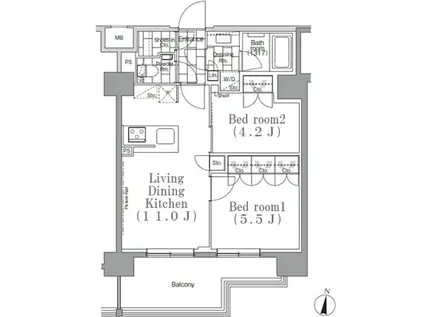 JPNOIE下高井戸(2LDK/2階)の間取り写真