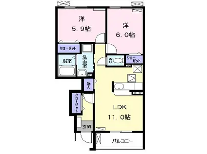 サニー レジデンス II(2LDK/1階)の間取り写真