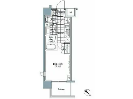 パークハビオ赤坂(1K/3階)の間取り写真