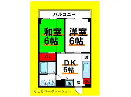 パークサイド関(2DK/3階)の間取り写真