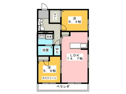 M.FLAT-草薙 (2LDK/3階)の間取り写真