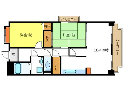 レジェロ住之江(2LDK/6階)の間取り写真