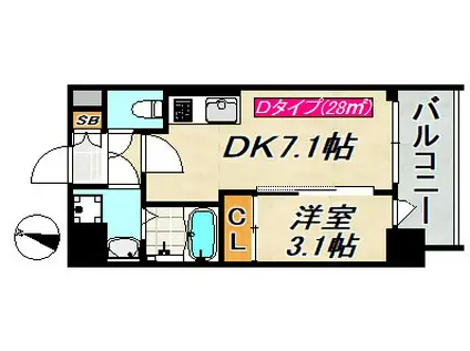 SDグランツ三宮イーストフロント(1DK/10階)の間取り写真