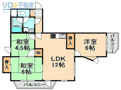 エスポアール伊丹(3LDK/3階)の間取り写真
