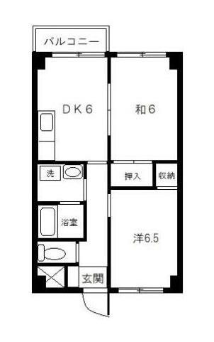 友ビル1号(2DK/4階)の間取り写真