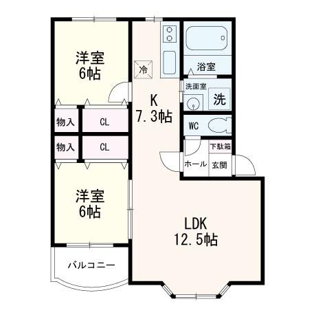グランシャリオ(2LDK/3階)の間取り写真