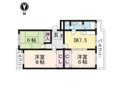 ポンパプラザ2(3DK/2階)の間取り写真