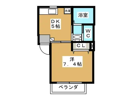 フローラ高円寺南(1DK/2階)の間取り写真