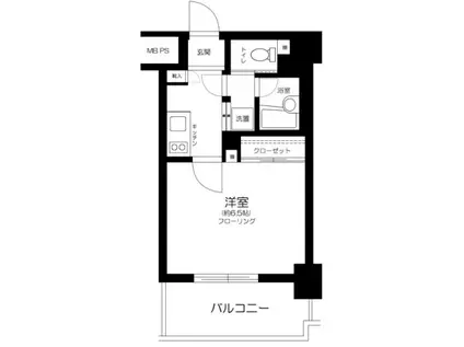 マークプレイス麻布十番(1K/6階)の間取り写真