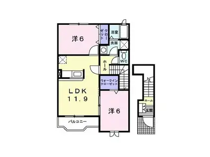 サンライズ幸(2LDK/2階)の間取り写真