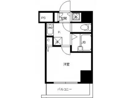 スカイコート巣鴨(1K/12階)の間取り写真