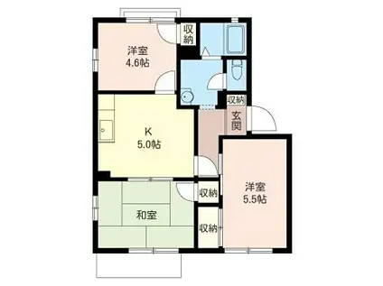 ルミエールB(3K/1階)の間取り写真