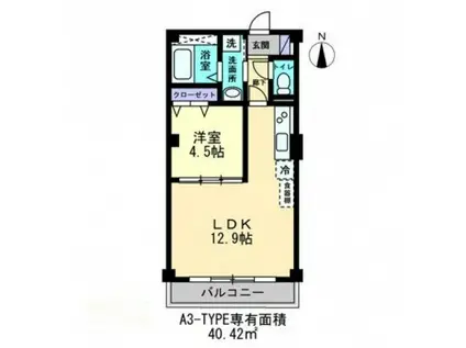 プランドールES(1LDK/2階)の間取り写真