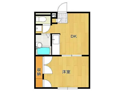 メゾンラピスI(1DK/2階)の間取り写真