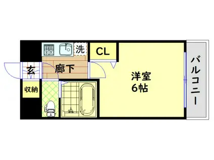 エルミタージュ難波南VII(1K/6階)の間取り写真