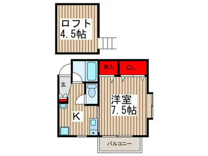 PUREMAISOND&H(1K/2階)の間取り写真