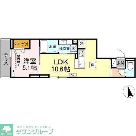 D PAINA大丸(1LDK/2階)の間取り写真