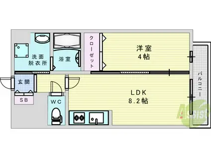 ロイヤルカーサ寿町(1LDK/6階)の間取り写真
