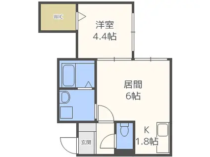 エグゼクティブ南7条(1DK/4階)の間取り写真