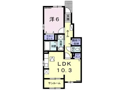 アングルワB(1LDK/1階)の間取り写真