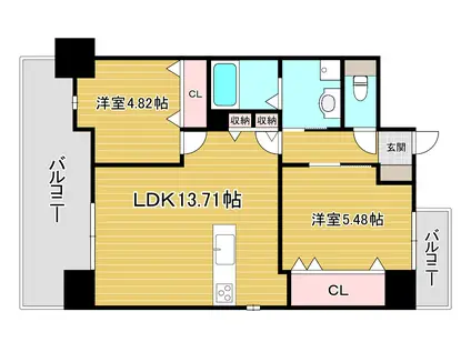 コートハウス・ピノ(2LDK/9階)の間取り写真