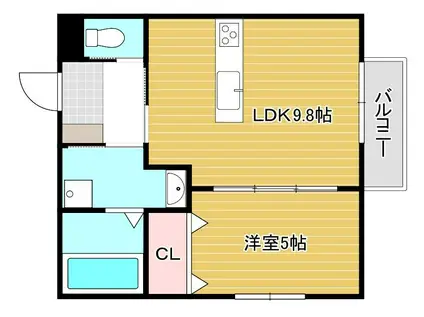 GREEN GABLES 華鞍(1LDK/1階)の間取り写真