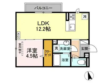 メゾングランレーヴ B棟(1LDK/2階)の間取り写真