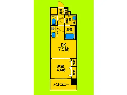 ラ ドゥセール豊中南(1DK/4階)の間取り写真