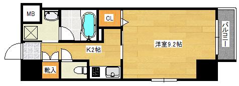S-RESIDENCE宇品5丁目II(1K/2階)の間取り写真