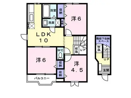 スウィートオーシャンD(3LDK/2階)の間取り写真