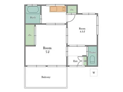 東急池上線 久が原駅 徒歩15分 1階建 築66年(2K/1階)の間取り写真