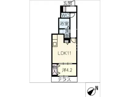 RUAN(1LDK/1階)の間取り写真