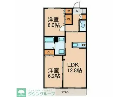 グランドステージ柏(2LDK/1階)の間取り写真