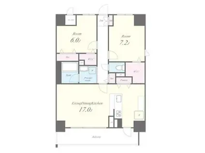 スタシオン川名公園(2LDK/2階)の間取り写真