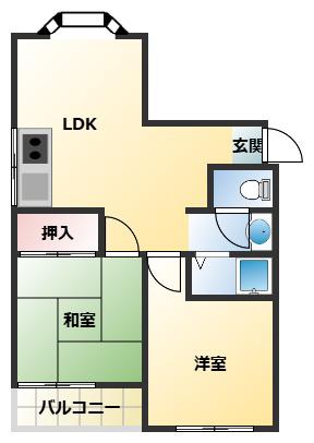 パークサンハイツ(2LDK/3階)の間取り写真
