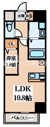 ONLYONE布施(1LDK/10階)の間取り写真