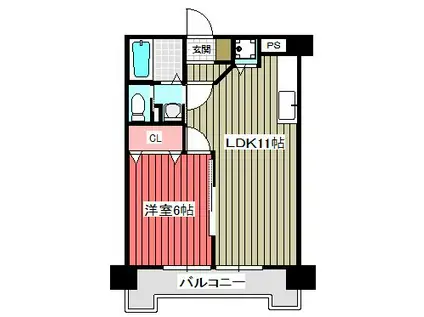 明日葉ハイツ(1LDK/1階)の間取り写真