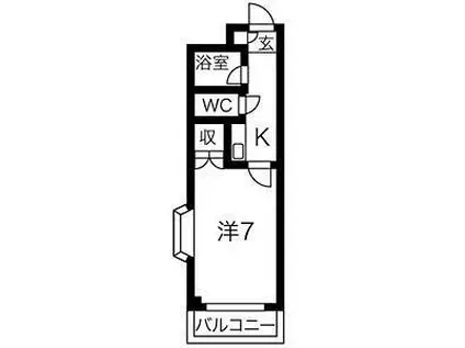 ドミネンス曲尺手(1K/2階)の間取り写真