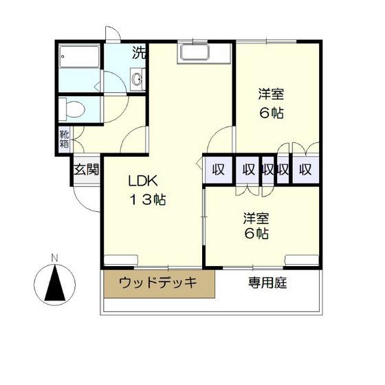 ユートピア今保B(2LDK/1階)の間取り写真