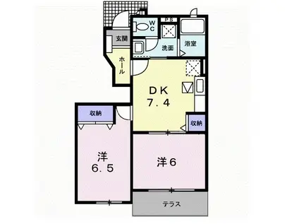 アビエテルノIII(2DK/1階)の間取り写真