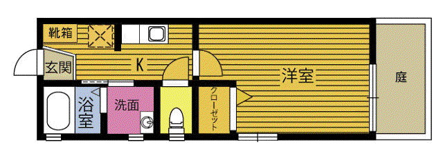 シャーメゾン湯布院(1K/1階)の間取り写真