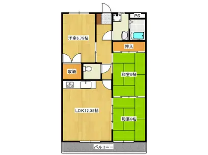 パシフィックハイツミスミ(3LDK/1階)の間取り写真