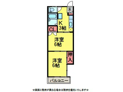 グランテラス(2K/1階)の間取り写真