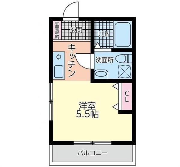 ダイヤモンドヒルズ横浜井土ヶ谷A号棟(1K/2階)の間取り写真