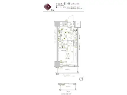 LEA横濱南太田駅前(1K/7階)の間取り写真