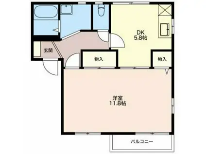 フレグランスあんじゅA(1DK/2階)の間取り写真