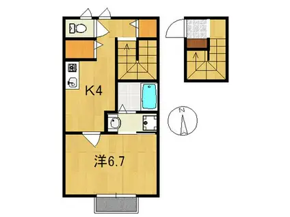 エスポワール(1K/2階)の間取り写真